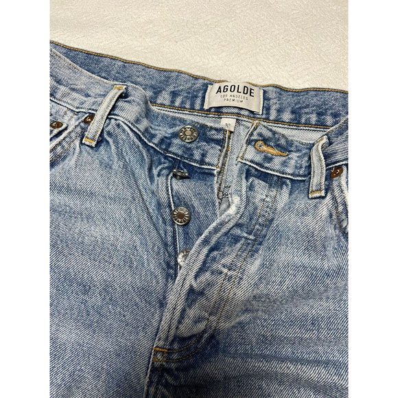 Agolde Blue Distressed Light Wash Shorts Womens 30 Button Fly Parker - Picture 4 of 11